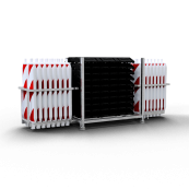 SET | with 30 traffic panels and accessories | on stacking pallet and beacon basket | with foil RA1/A, red/white | on both sides hatched | Plastic beacon type 60
